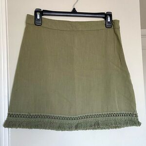 NWOT Cotton On army green mini fringe skirt